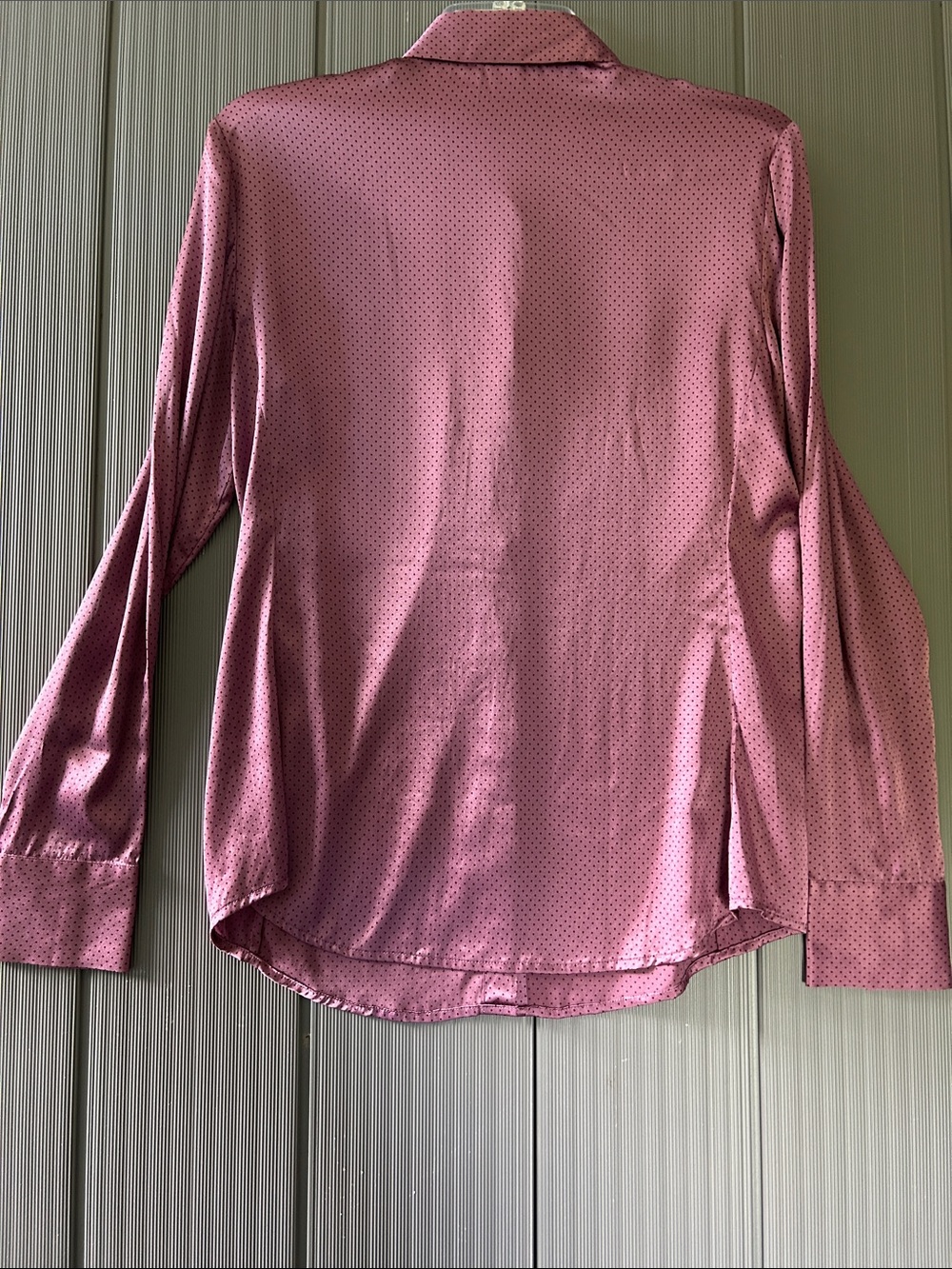 Ann Taylor Mauve-Pink Silk Stretch Dot Button-Front Blouse - Picture 2 of 6